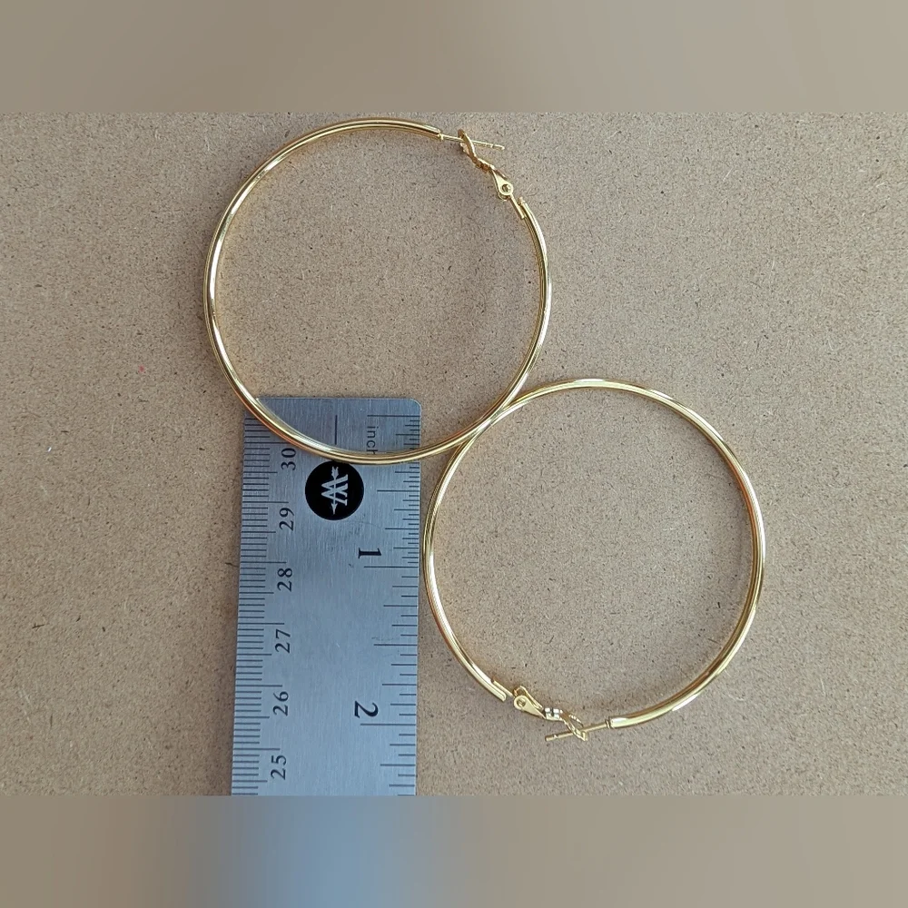 Gold Stainless Steel Hoop Earrings